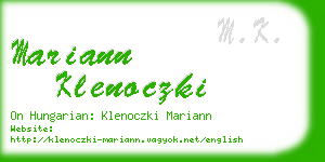 mariann klenoczki business card